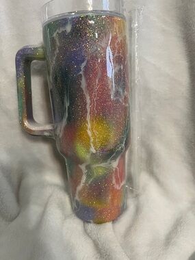 Stanley Glitter Galaxy Tumbler in Purple, Yellow, Green, Pink